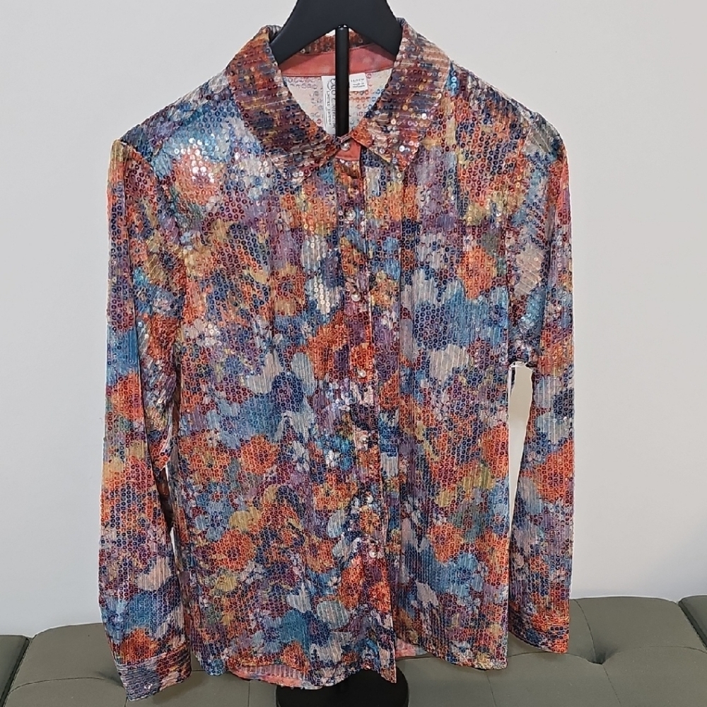 CATO Multicolor Sequin Blouse